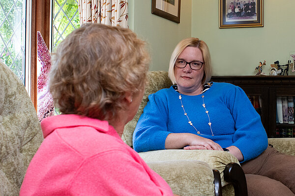 Zöe Franklin MP speaking with older lady