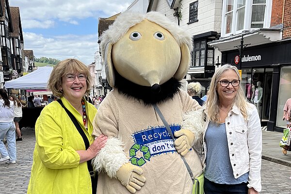 Guildford Borough Councillors with the Recycling Womble